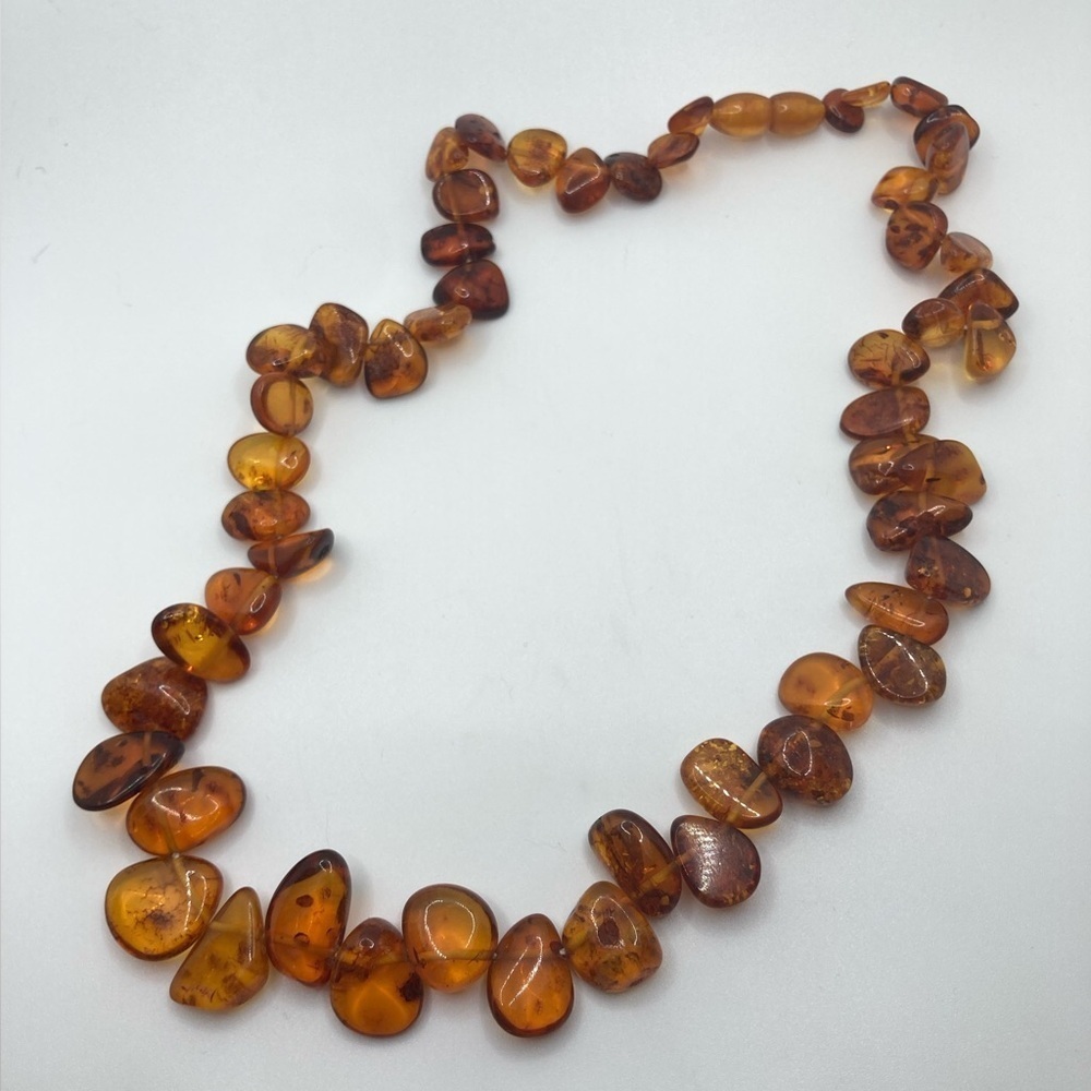 Vtg Baltic Amber Chunk Bead Strand Necklace | 23” L | 42 Grams